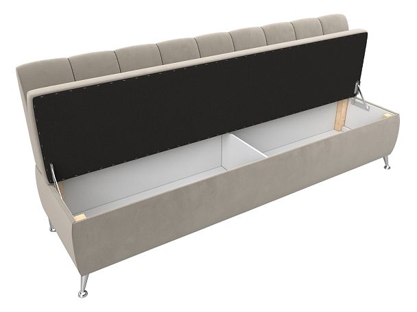 Кухонный прямой диван Кантри (полностью микровельвет бежевый) - Вид 6