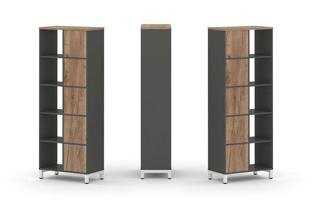 Стайл Проджект Набор стеллажа 2-х сторон., 5 яр. SN.NSD-521 Антрацит/Дуб Табак/Металл Белый 754*400* - Вид 1