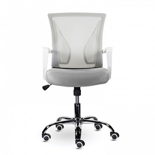 Кресло BRABIX "Wings MG-306", пластик белый, хром, сетка, серое, 532012 - Вид 5