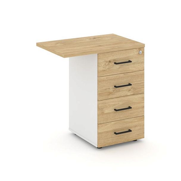 Стайл Проджект Тумба приставная SN.TPP-002 Белый/Тиквуд Светлый/Черный Ручки 416/700*460*750 - Вид 2