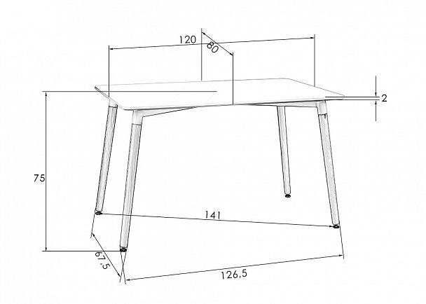 Стол обеденный DOBRIN SERRA WIDE (ножки светлый бук, столешница светло-серая) - Вид 7