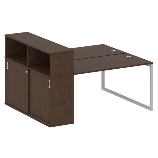 Metal System Quattro Р. ст. с шкафом-купе на О-образном м/к 40БО.РС-СШК-2.3 Т Венге/Серый металл 1810*1475*1098 - Вид 1