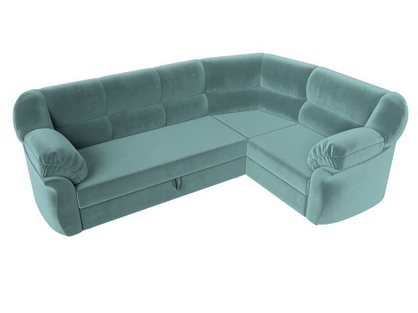 Диван угловой Карнелла правый (полностью Велюр бирюзовый) - Вид 5