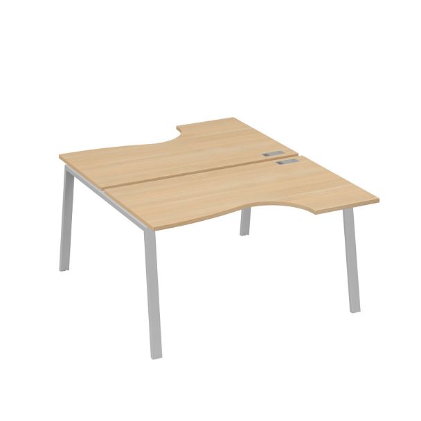 Рабочая станция столы (2х140) эргономичные Классика каркасTRE A4 А4 Б3 184  БП натуральный дуб / металлокаркас серый - Вид 1