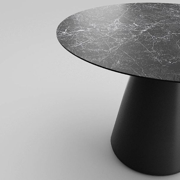 Стол круглый Ikon 100, керамика матовая, черная - Вид 6
