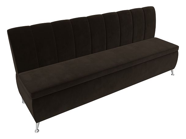 Кухонный прямой диван Кантри (полностью микровельвет коричневый) - Вид 5