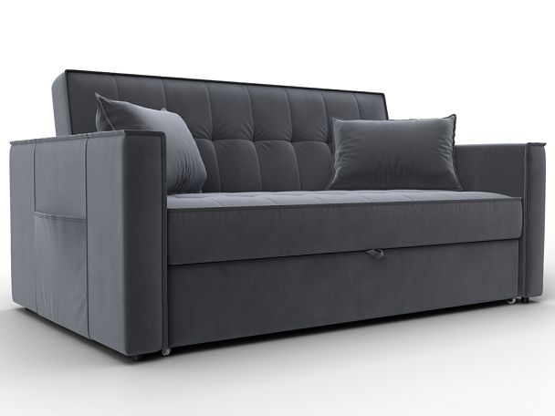 Диван прямой Лига-104 (140) Велюр серый - Вид 1