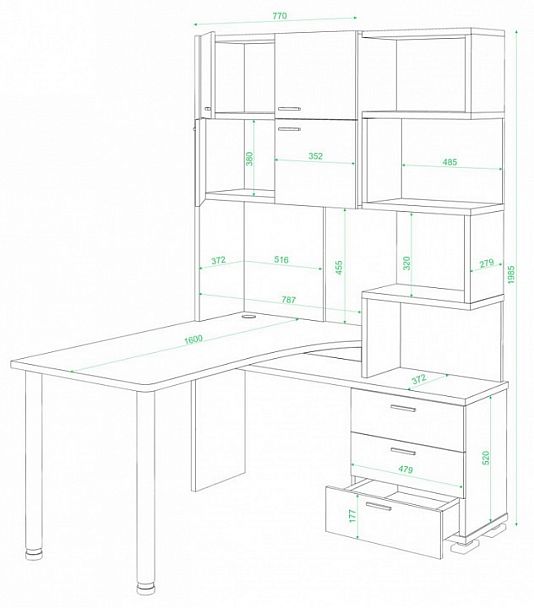 Стол компьютерный Домино СР-500М/160 Карамель/Белый правый - Вид 2