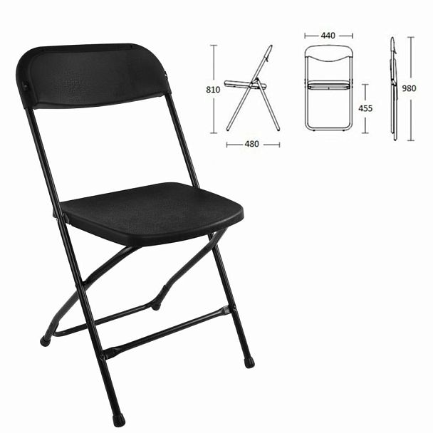 Стулья складные BRABIX "Golf CF-002", КОМПЛЕКТ 4шт., черный каркас, пластик черный, 533030 - Вид 4