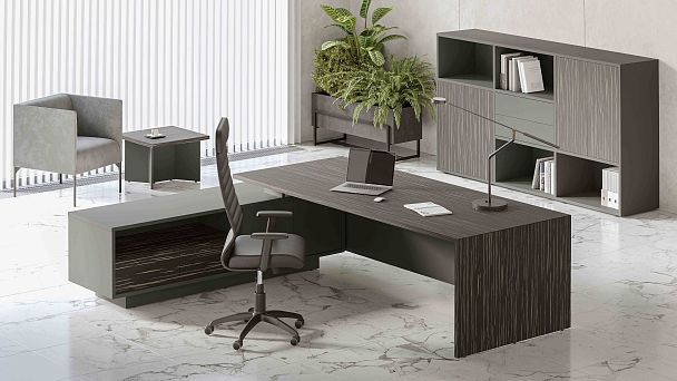 Стол письменный на опорной тумбе Dali 230x115x75 эбен антрацит - Вид 3