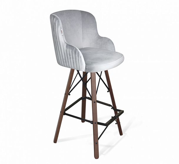 Стул барный Sheffilton SHT-ST39-1/S80 серое облако/темный орех/черный муар - Вид 1