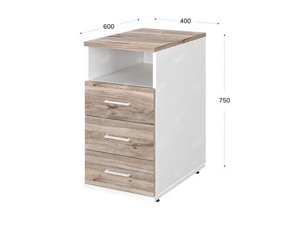 TANDEM RTD039-40-MA Тумба 3 ящика универсальная 400х600х750 Дуб Маувелла/Белый - Вид 2