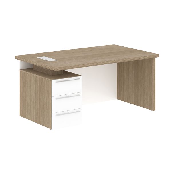 Стол письменный СП-064-25-24(L) Дуб Натуральный/Белый глянец 1600х900х750 KANON - Вид 1