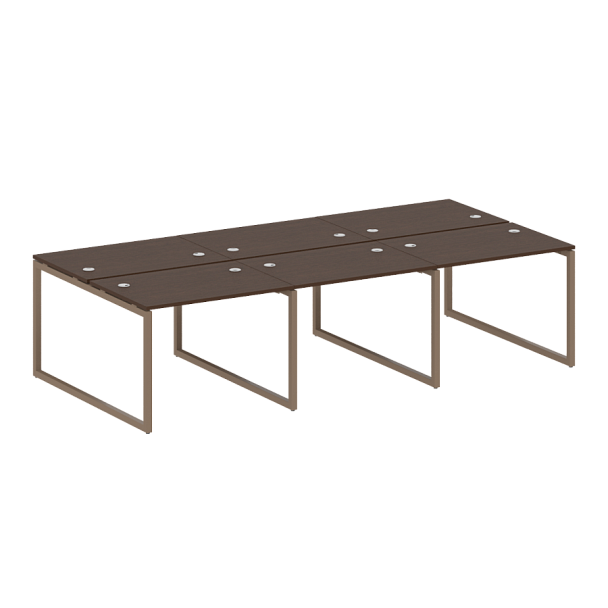 Metal System Quattro Р. ст. на 6 раб. места на О-образном м/к 40БО.СМ-6.1 Венге/Мокко металл 3000*1475*750 - Вид 1