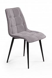 Стул UNO soft, бархат светло-серый 26 / чёрный конус - Фото предпросмотра