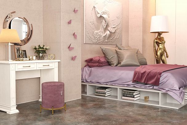 Пуф Sheffilton SHT-B6 пыльная роза/золото - Вид 8