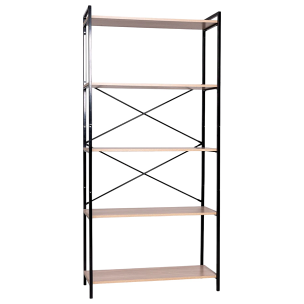 Стеллаж BRABIX "SMART SH-004", 790х360х1950 мм, ЛОФТ, 5 полок, металл/ЛДСП бунратти, каркас черный, 641944 - Вид 2