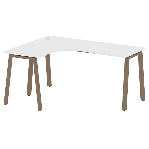Metal System Стол криволинейный левый на А-образном м/к БА.СА-4 (L) Белый/Мокко металл 1600*1200*750 - Вид 1