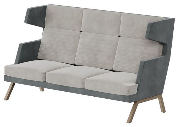 Aldo Диван трёхместный высокий ALD-03 Storm 022/Storm 017/Металл Капучино 2010*960*1180 - Вид 1