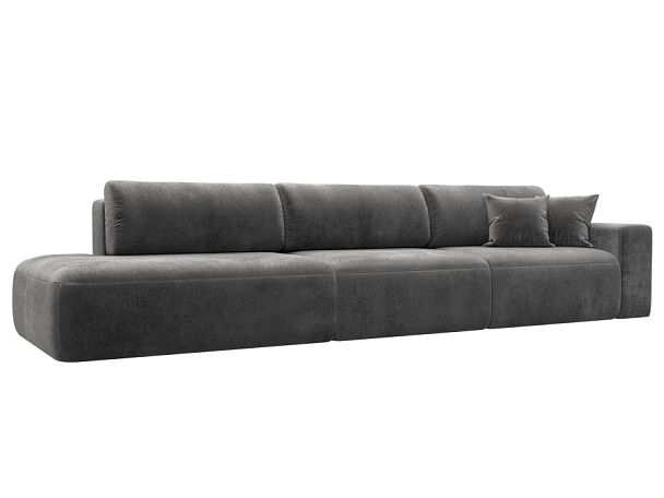 Диван прямой Лига-036 НПБ Модерн Лонг подлокотник справа Велюр серый - Вид 1