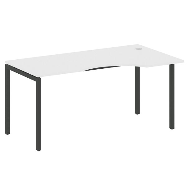 Metal System Quattro Стол криволинейный правый на П-образном м/к 40БП.СА-1 (R) Белый/Антрацит металл 1600*900*750 - Вид 1