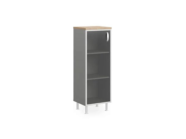 БЕРЛИН / BERLIN Стеллаж закрытый витрина стекло в раме левый 450х430х1290 Акация/Серый - Вид 1