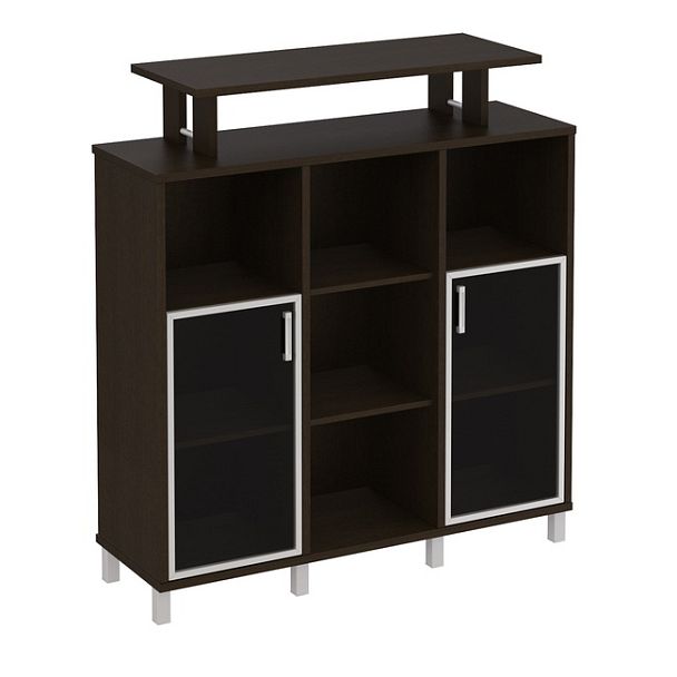 Стеллаж средний с надстройкой и стеклянными дверками "Борн" В 801-524 дуб шамони - Вид 3