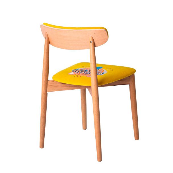 Стул Роквелл, велюр TEDDY 628, вышивка голова тигра, ножки бук, лак - Вид 4