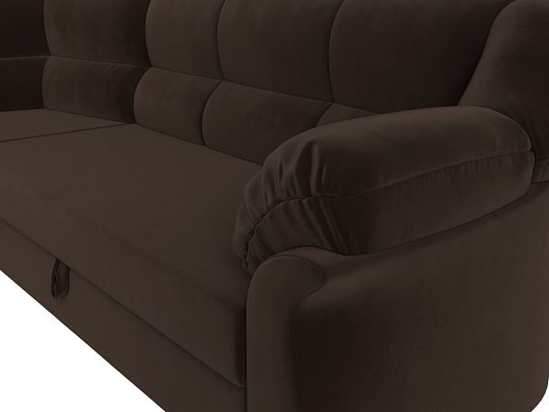 Диван угловой Карнелла левый (полностью микровельвет коричневый) - Вид 4