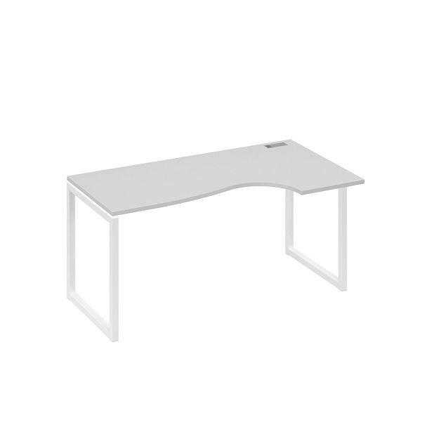 Стол эргономичный правый "Классика" на металлокаркасе QUATTRO A4 А4 Б4 046 БП серый / металлокаркас белый - Вид 1