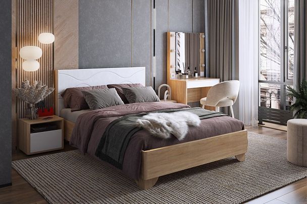 Спальный гарнитур Зара К3 К3Зара.1623 дуб сонома/белый - Вид 1