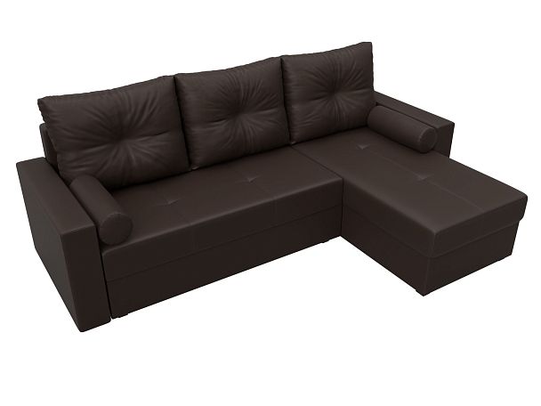 Диван угловой Верона Лайт угол правый (полностью экокожа коричневая) - Вид 5