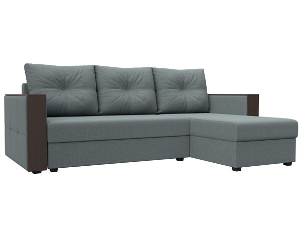 Диван угловой Валенсия Лайт правый угол Рогожка серый - Вид 1