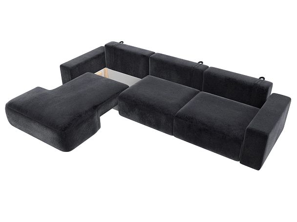 Диван угловой Лига-036 НПБ Классик Лонг левый угол Велюр серый - Вид 7