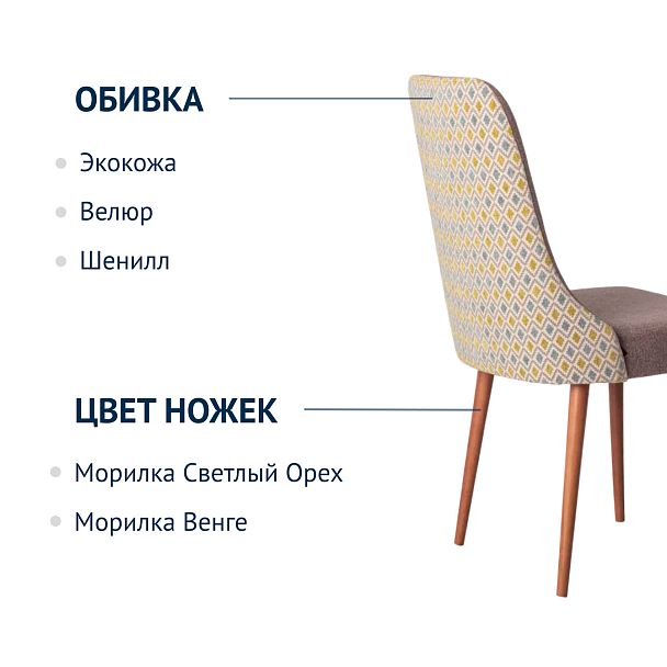 Стул Kongsberg, рогожка Austin 03, спинка шенилл-жаккард Scandinavia 01 Temple - Вид 3