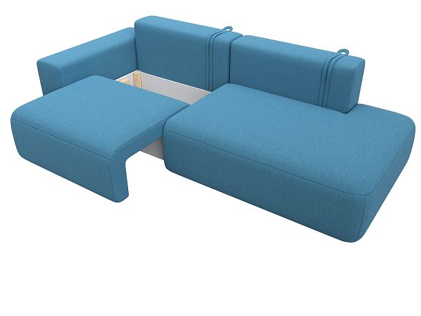 Диван прямой Лига-036 НПБ Модерн подлокотник слева Рогожка голубой - Вид 7