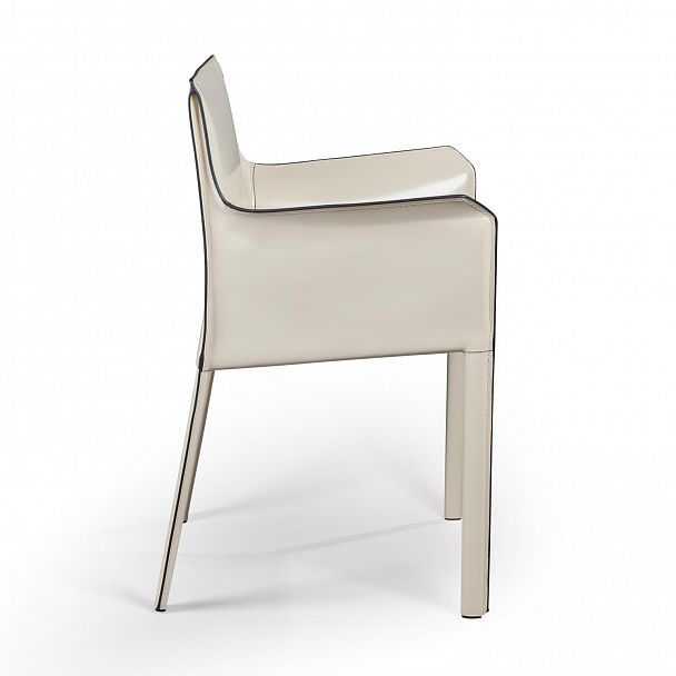 Стул с подлокотниками Barrie, кожа бежевый - Вид 4