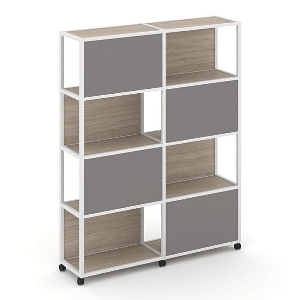 Shelf Mobile Стеллаж 5 уровней 2 секции VR.LT-STK-516.10 Дуб Аттик/Металл Белый/W-11 1970*400*2000 - Вид 1