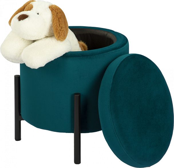 Пуф Кен с местом для хранения Изумрудный велюр Confetti izumrud/черный - Вид 1