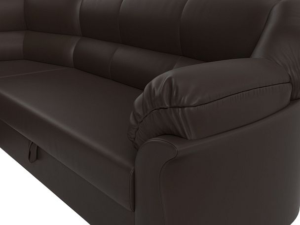 Диван угловой Карнелла левый (полностью экокожа коричневая) - Вид 4
