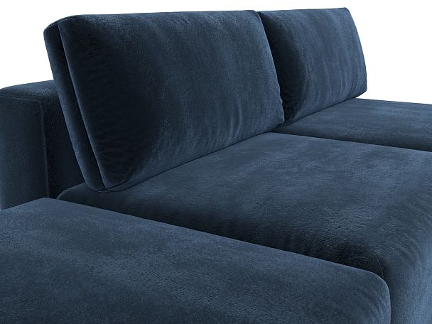 Диван угловой модульный с пуфом Лига-060 НПБ угол универсальный Велюр синий - Вид 4