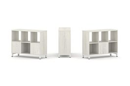 Стайл Проджект Набор стеллажа 2-х сторон., 2 яр. SN.NSD-231 Дуб Наварра/Металл Белый 1121*400*881 - Фото предпросмотра