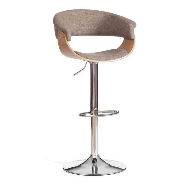 Стул барный Вимта/Vimta (мод.4021S), металл/дерево/ткань, бежевый/натур./хром - Вид 1