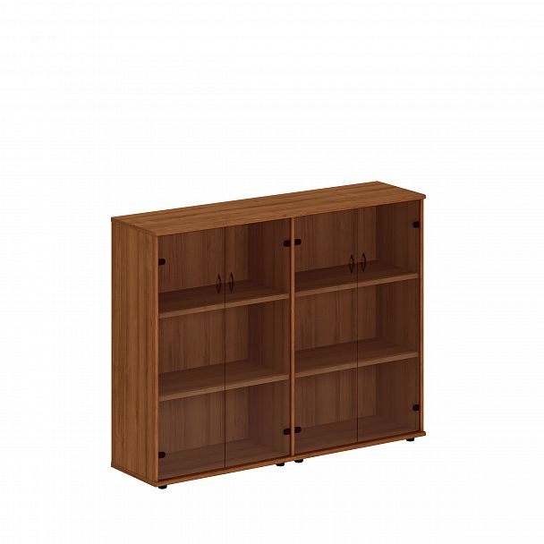 Шкаф комбинированный средний (стекло + стекло) "Престиж" Исп.23 темный орех - Вид 1