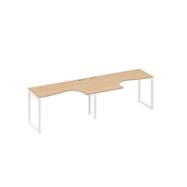 Станция столы 2х140 Классика эргономичные опоры QUATTRO A4 А4 Б4 033-2 БП натуральный дуб / металлокаркас белый - Вид 1