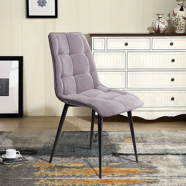 Стул UNO soft, бархат светло-серый 26 / чёрный конус - Вид 2