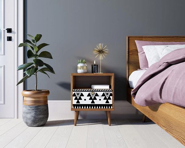 Тумбочка Berber с одним ящиком 19 принт арт BB06/Print_19, разноцветная - Вид 4