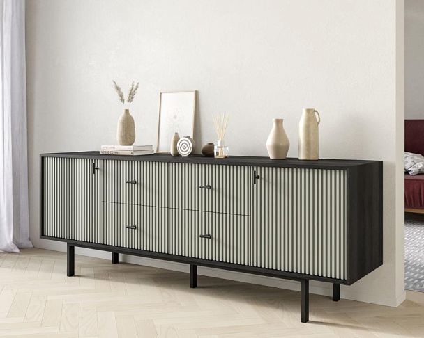 Комод две дверки и четыре ящика Emerson арт EM19/gray/L - Вид 3