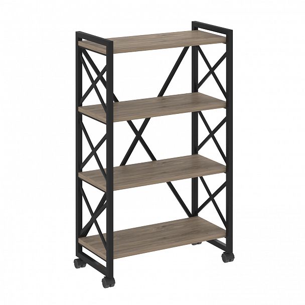 Стеллаж на колесах "Loft" VR.L-MST.K-4.8 тиквуд темный/черный - Вид 1