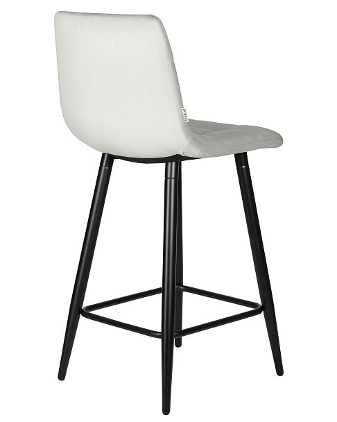 Стул полубарный DOBRIN OLIVIA (черные матовые ножки, светло-серый велюр (108-52)) - Вид 4